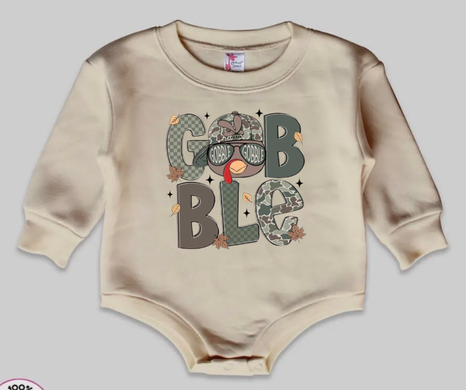Cozy Bubble Romper- Camo Gobble