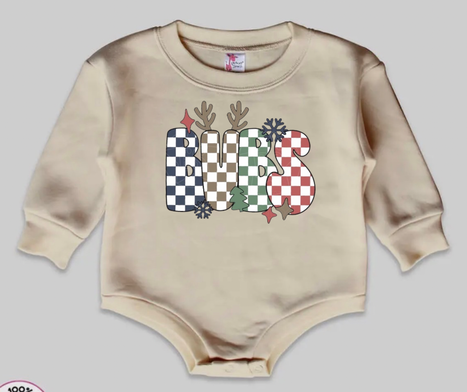 Cozy Bubble Romper- Christmas Chex Bubs