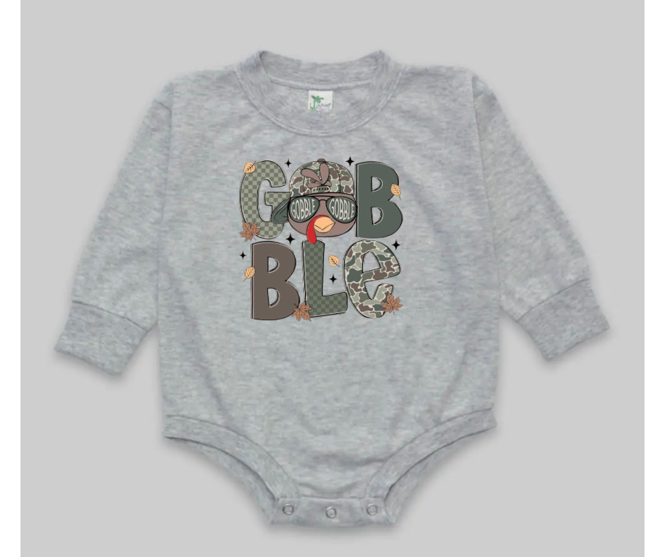 Cozy Bubble Romper- Camo Gobble