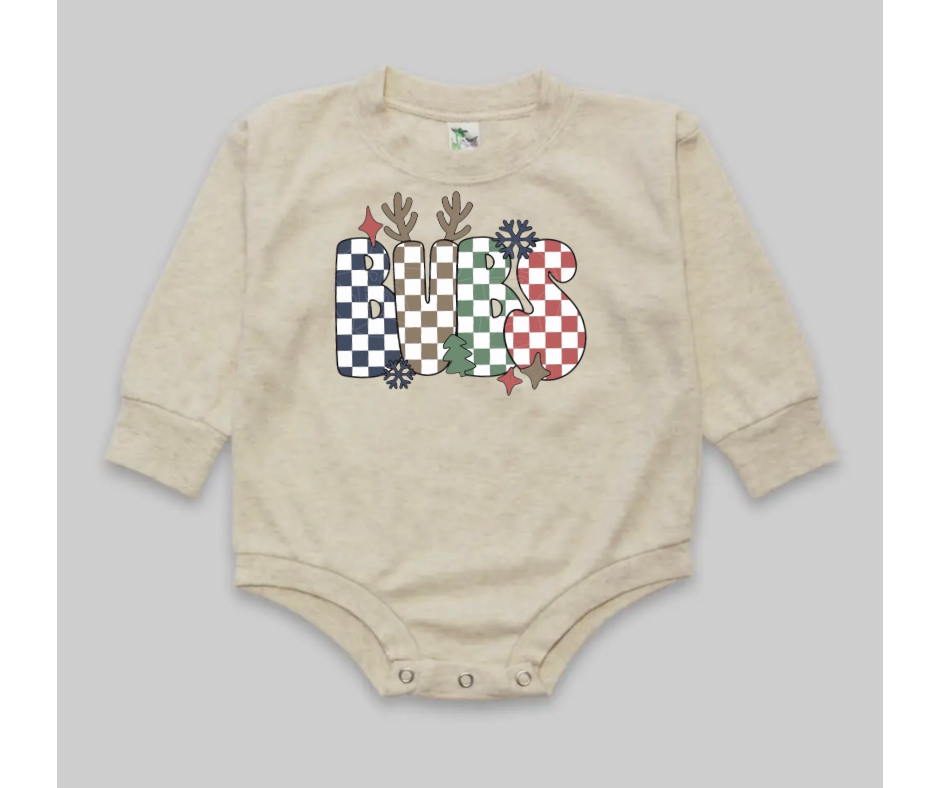 Cozy Bubble Romper- Christmas Chex Bubs