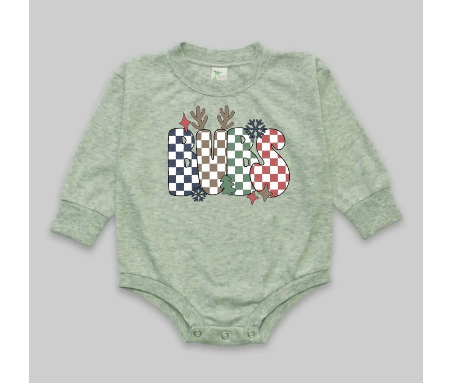 Cozy Bubble Romper- Christmas Chex Bubs