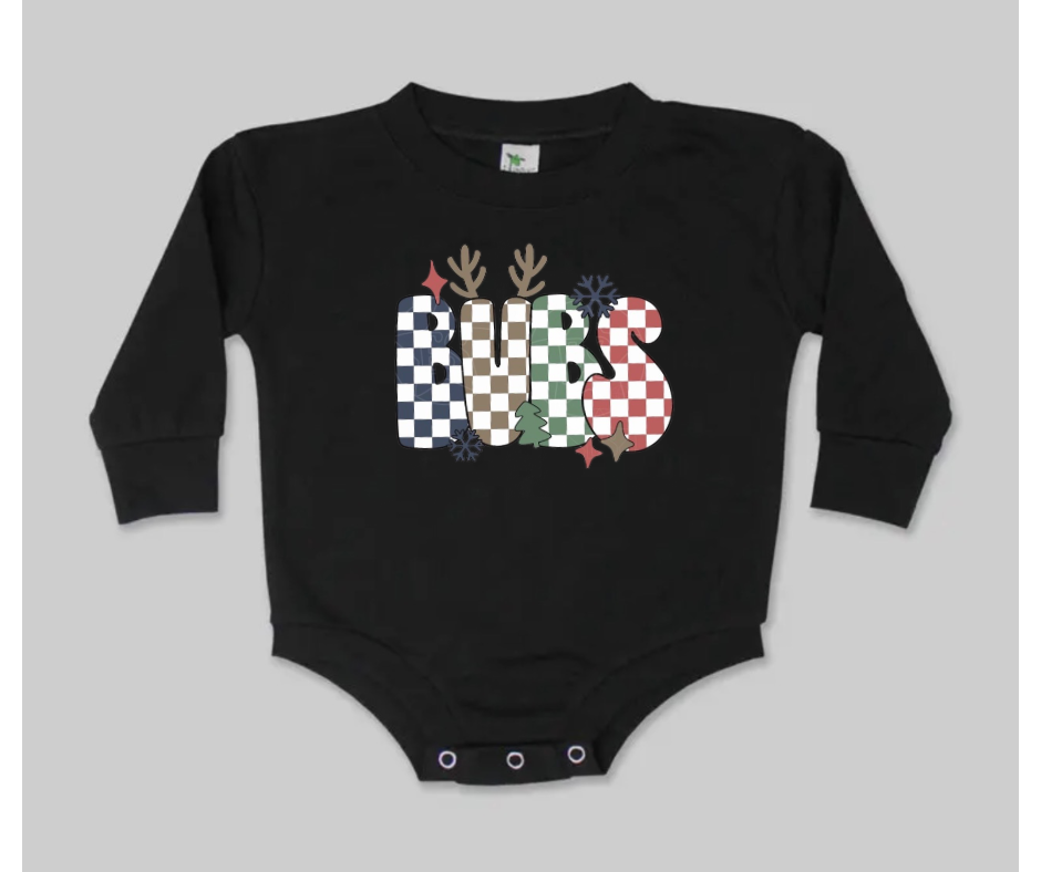Cozy Bubble Romper- Christmas Chex Bubs