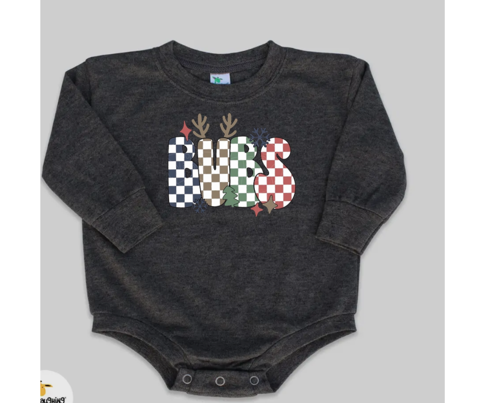 Cozy Bubble Romper- Christmas Chex Bubs