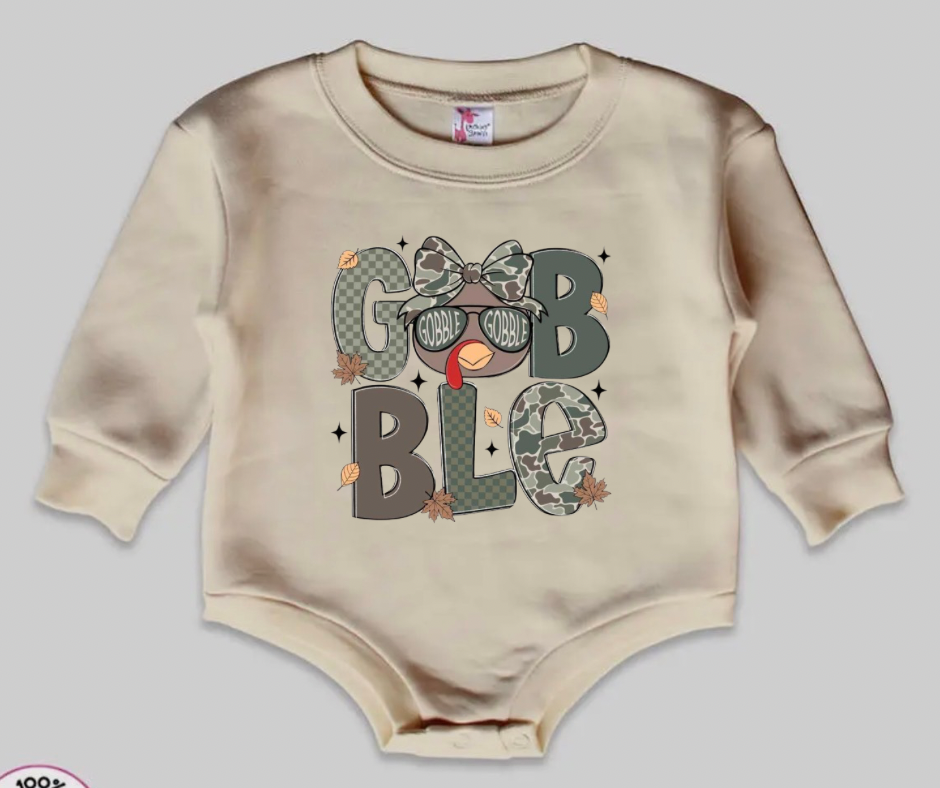 Cozy Bubble Romper- Camo Gobble