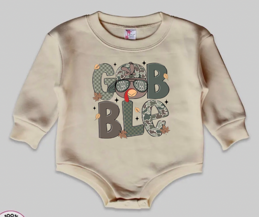 Cozy Bubble Romper- Camo Gobble