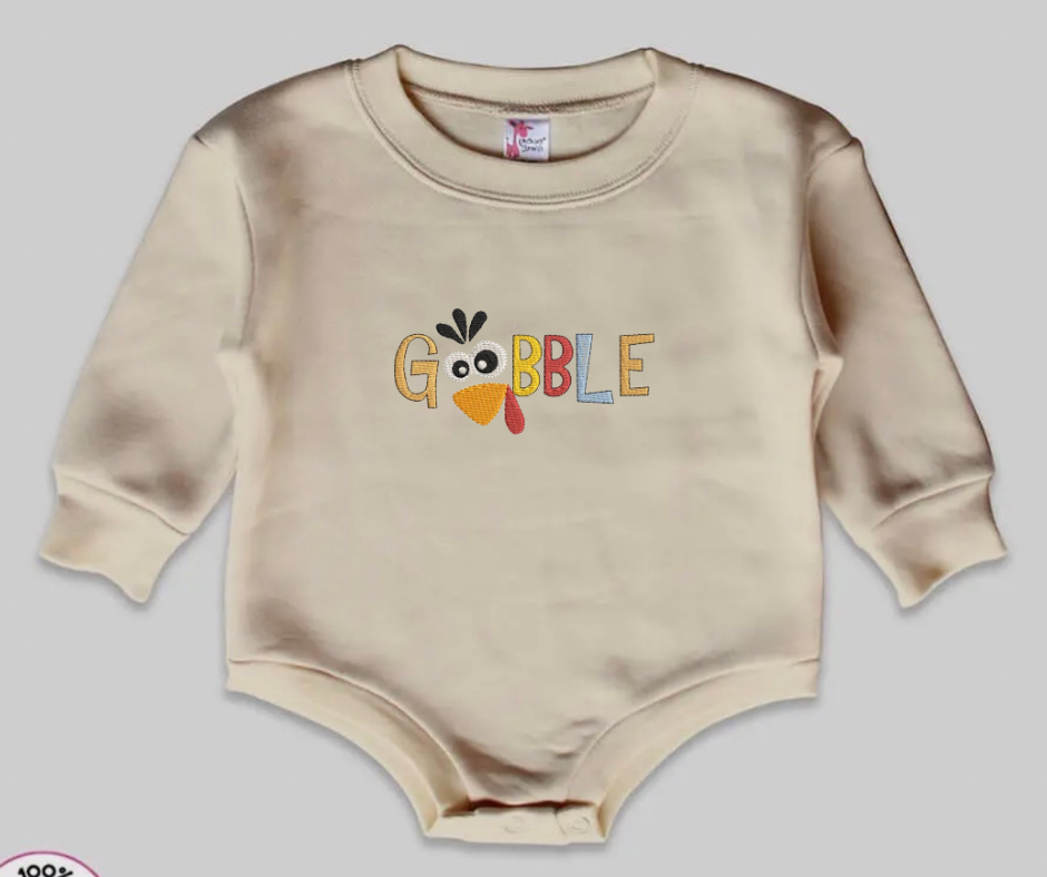 Cozy Bubble Romper- EmbroideredGobble