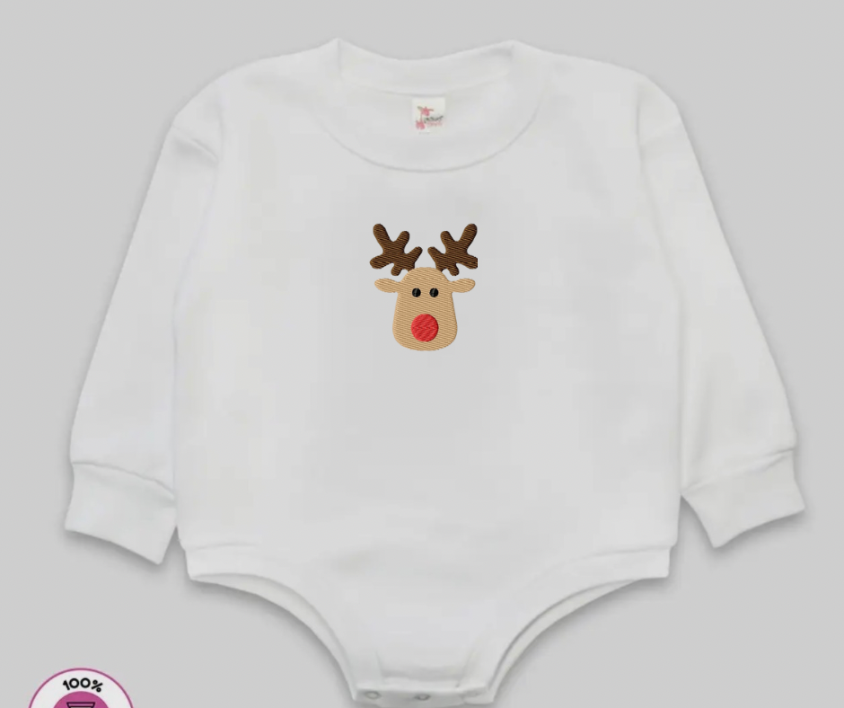 Cozy Bubble Romper- Embroidered Raindeer