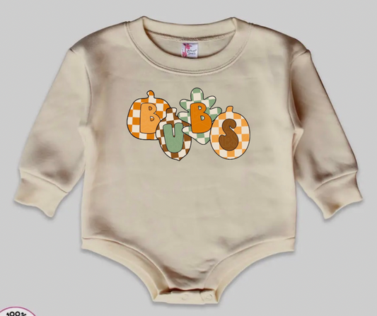 Cozy Bubble Romper- Chex Acorns & Leaves