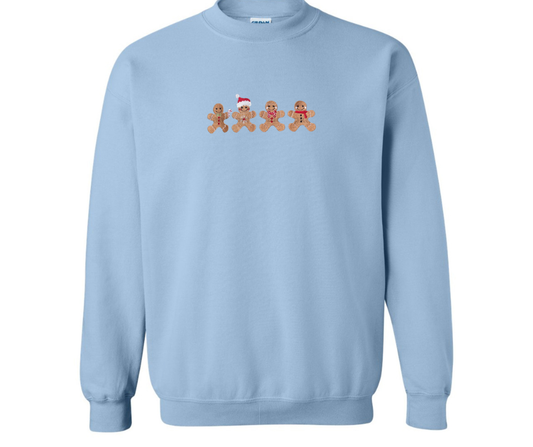 Embroidered Christmas Gingerbread Men Gildan Crew