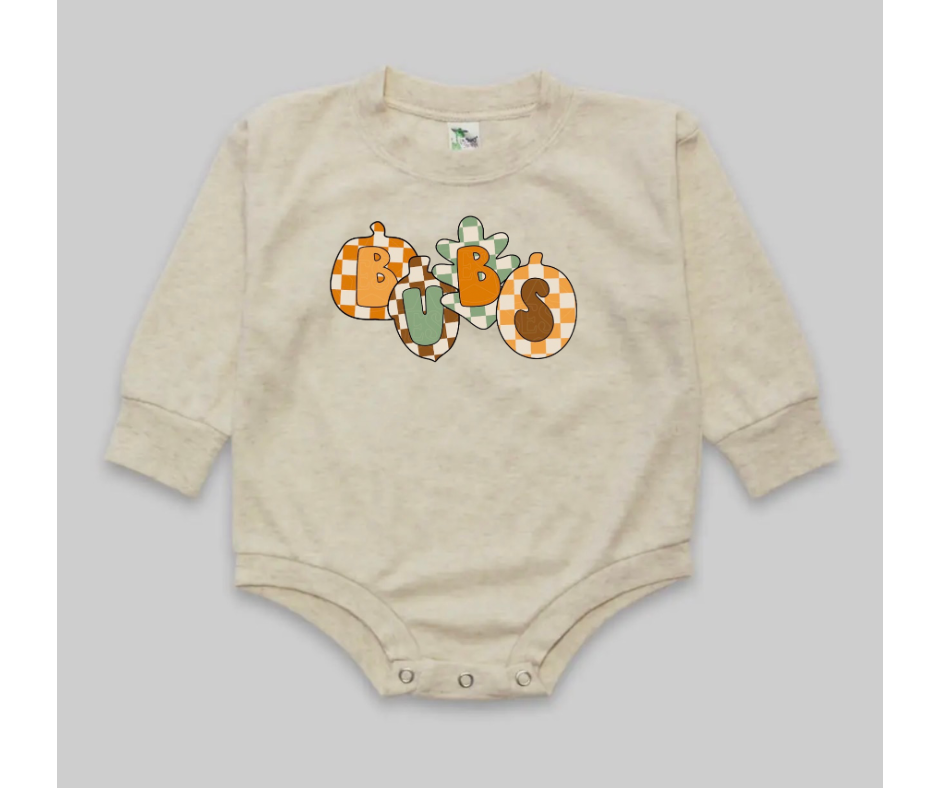 Cozy Bubble Romper- Chex Acorns & Leaves