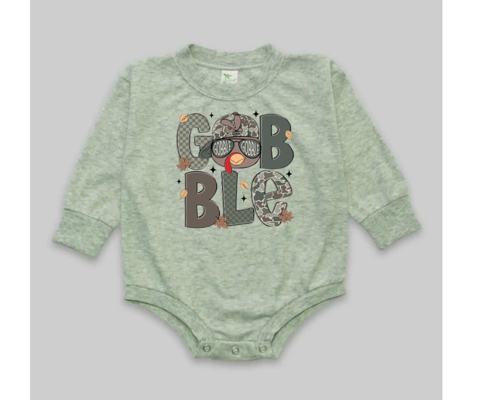 Cozy Bubble Romper- Camo Gobble