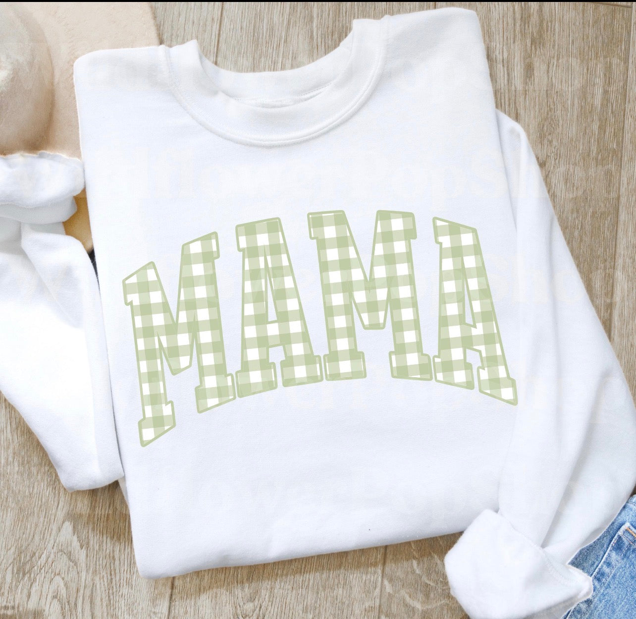 Sage Gingham Mama Sweatshirt